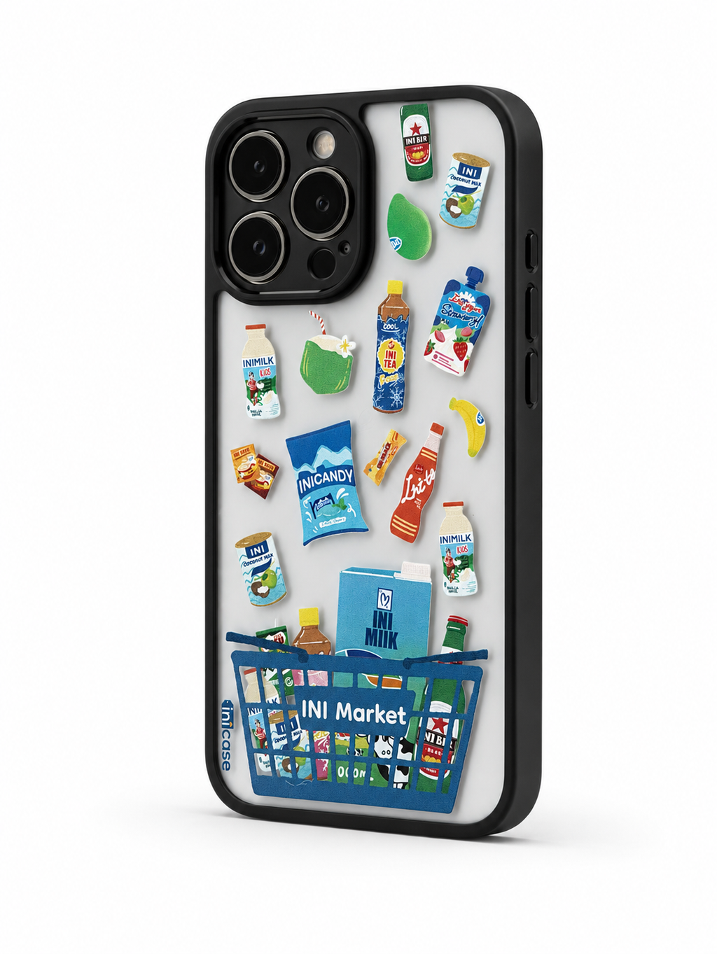 INIMarket PC Keras Casing Transparan Belakang + Bingkai Hitam - Biru Mart