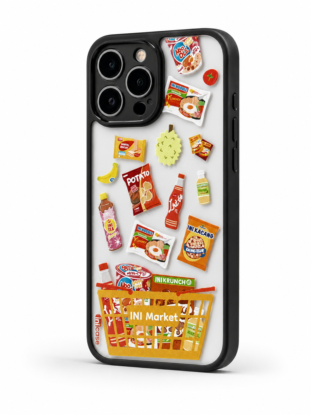 INIMarket PC Keras Casing Transparan Belakang + Bingkai Hitam - Kuning Mart