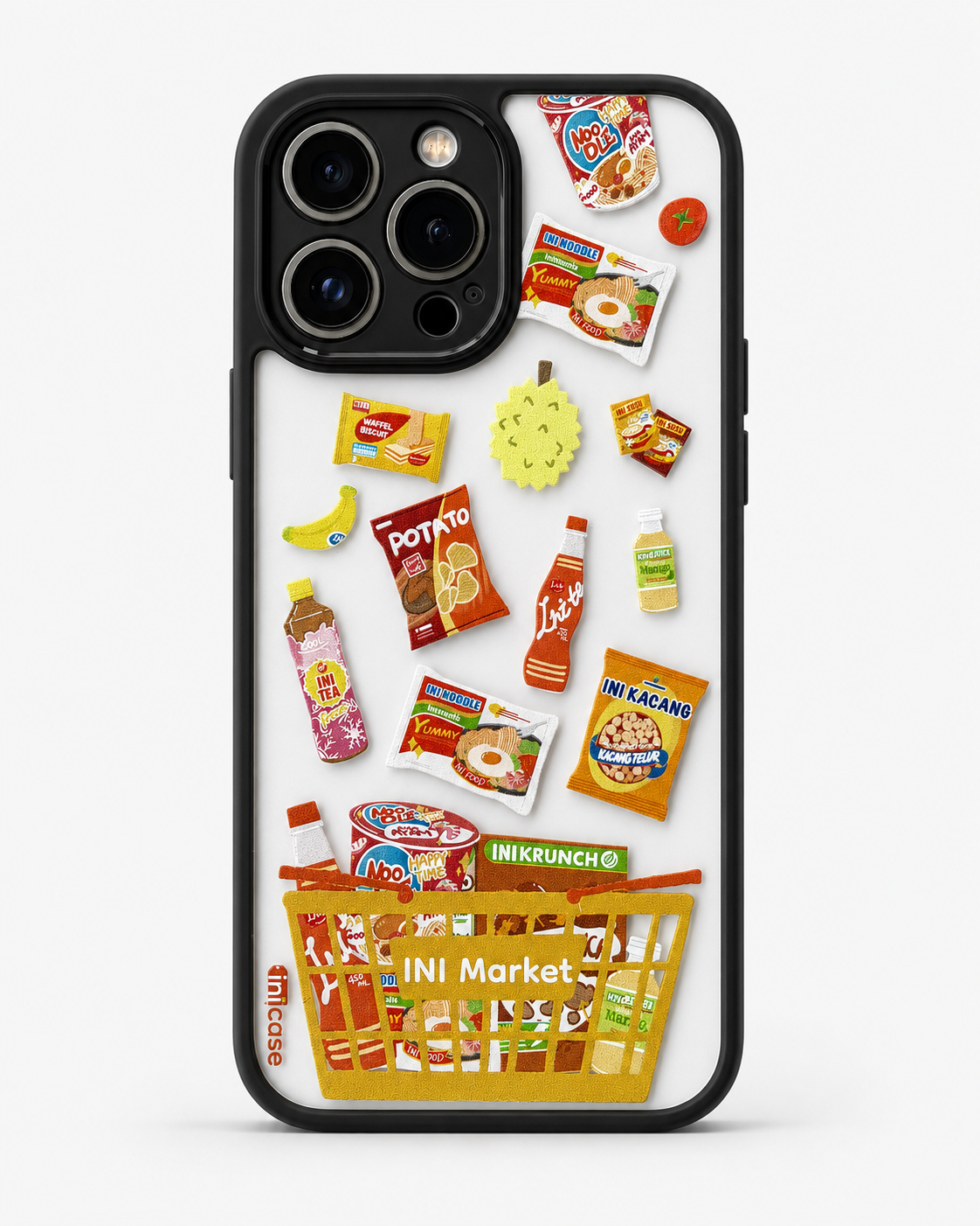 INIMarket PC Keras Casing Transparan Belakang + Bingkai Hitam - Kuning Mart