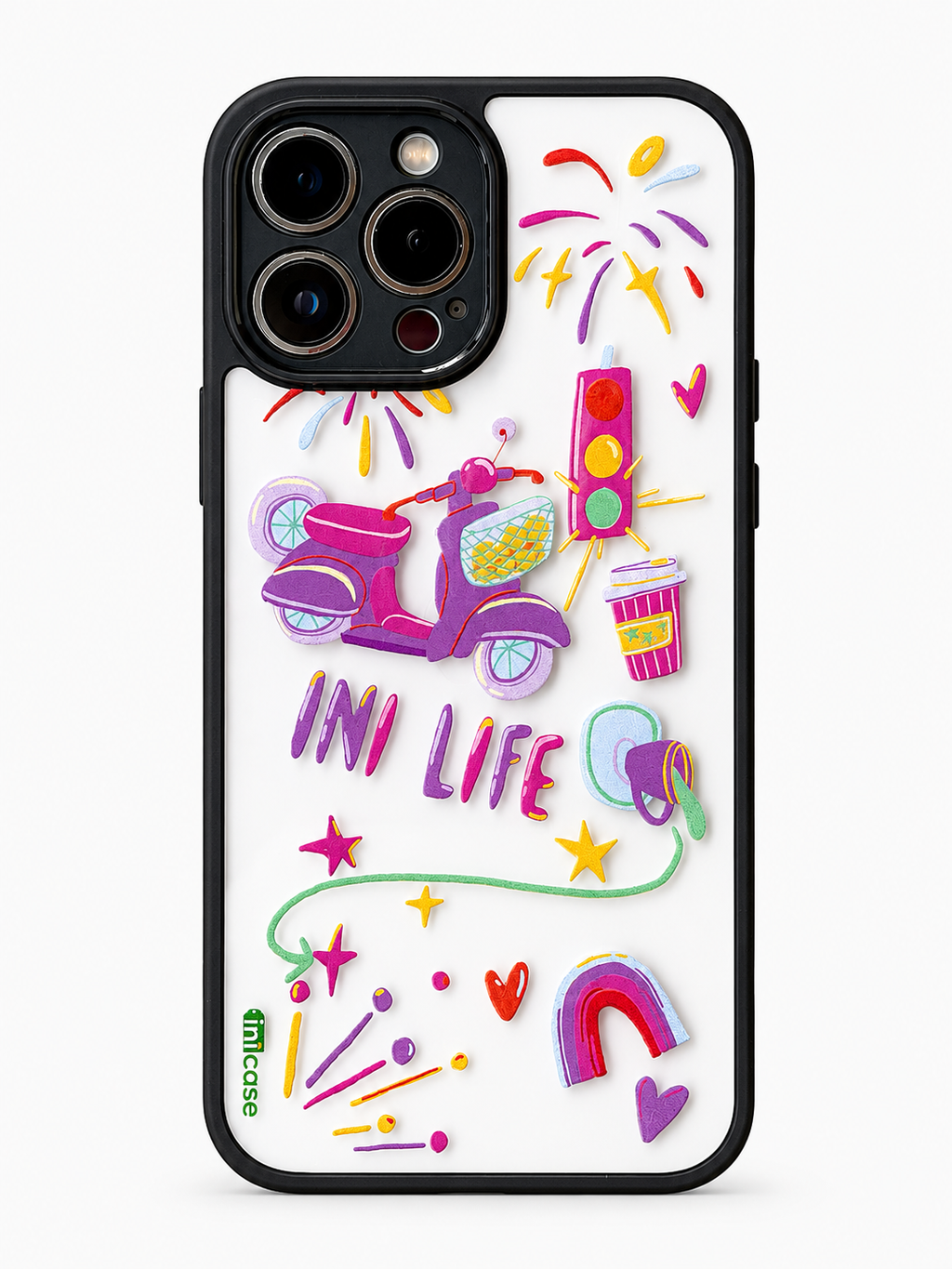 INIMood PC Keras Casing Transparan Belakang + Bingkai Hitam - INILife