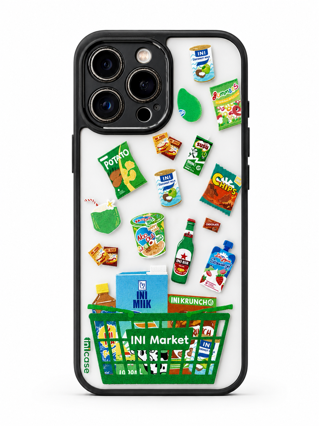 INIMarket PC Keras Casing Transparan Belakang + Bingkai Hitam - Hijau Mart