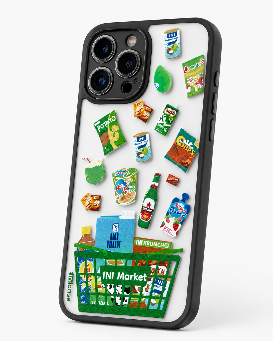 INIMarket PC Keras Casing Transparan Belakang + Bingkai Hitam - Hijau Mart