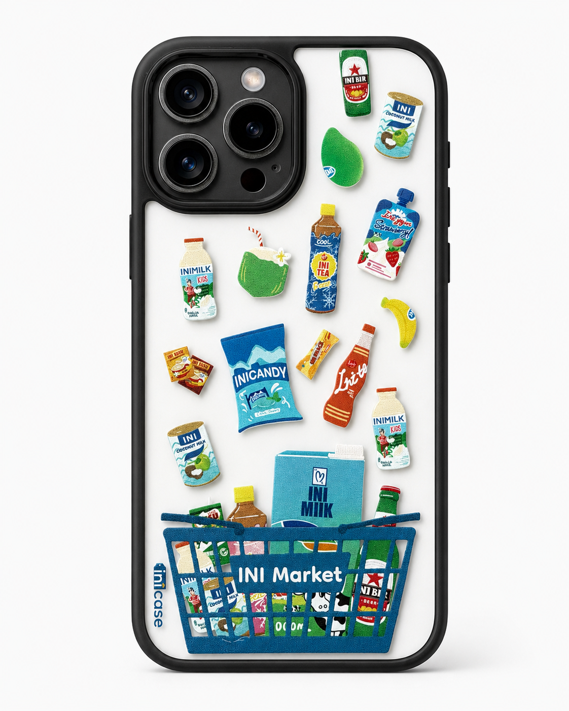 INIMarket PC Keras Casing Transparan Belakang + Bingkai Hitam - Biru Mart